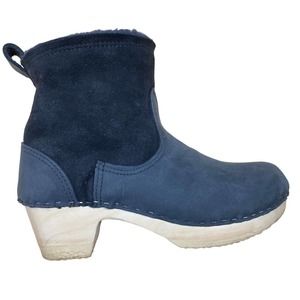 No.6 Pull On 5" Shearling Clog Boot Mid Heel Black Size 38/US Size 8 Retail $410